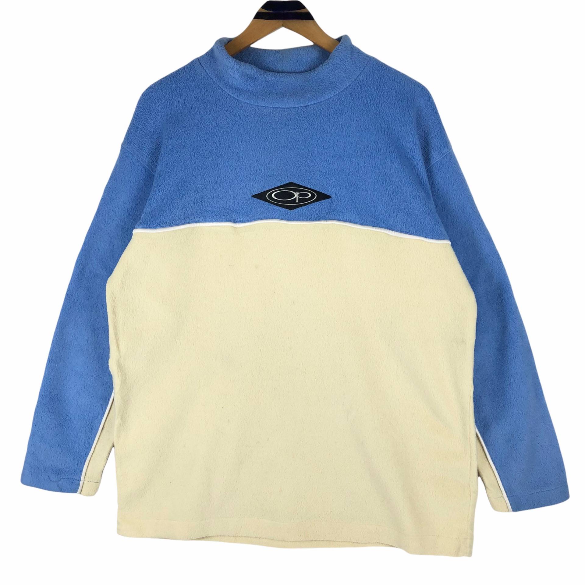 Vintage Ocean Pacific Winter Surf Mock Neck Crewneck Fleece Pullover Sweatshirt Small Logo Streetwear Surfwear Größe L von stuffofnatureandarts