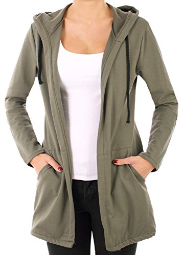 stylx Damen Uni Cardigan Größe 34-50 Uni Farben Basic Strick Strickjacke Bolero Mantel Jacke Sweatjacke (Khaki, 36-38) von styl