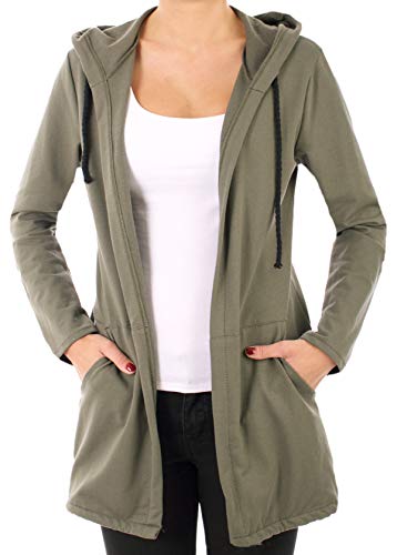 stylx Damen Uni Cardigan Größe 34-50 Uni Farben Basic Strick Strickjacke Bolero Mantel Jacke Sweatjacke (Khaki, 48-50) von styl