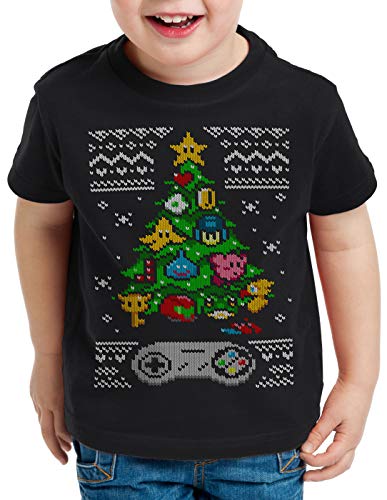 style3 16-Bit Ugly Sweater T-Shirt für Kinder x-Mas Pulli Weihnachtsbaum, Größe:164 von style3