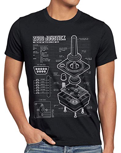 style3 2600 VCS Computer Blaupause Herren T-Shirt 80er Joystick 8-Bit Retro Gamer, Größe:5XL, Farbe:Schwarz von style3