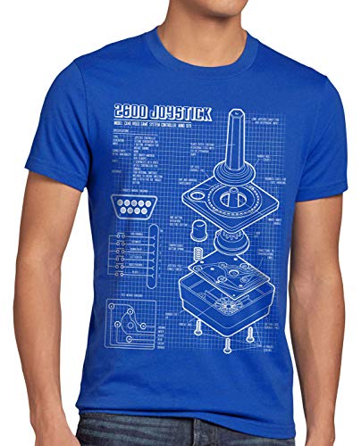 style3 2600 VCS Computer Blaupause Herren T-Shirt 80er Joystick 8-Bit Retro Gamer, Größe:XXL, Farbe:Blau von style3
