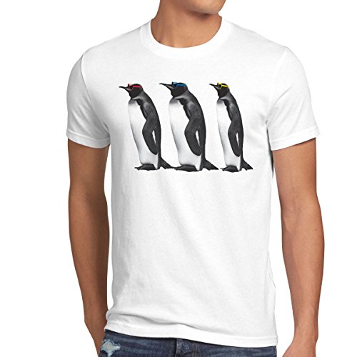 style3 3 Pinguine Sheldon Herren T-Shirt, Größe:XXXL;Farbe:Weiß von style3