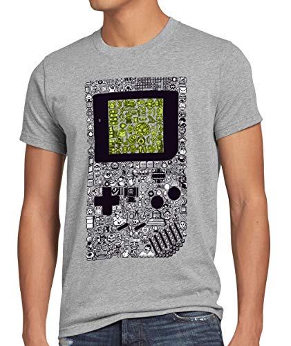 style3 8-Bit Game T-Shirt Herren Pixel Boy, Größe:4XL, Farbe:Grau meliert von style3