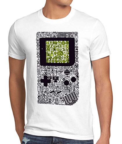 style3 8-Bit Game T-Shirt Herren Pixel Boy, Größe:4XL, Farbe:Weiß von style3