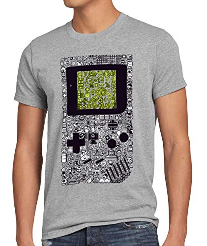 style3 8-Bit Game T-Shirt Herren Pixel Boy, Größe:5XL, Farbe:Grau meliert von style3