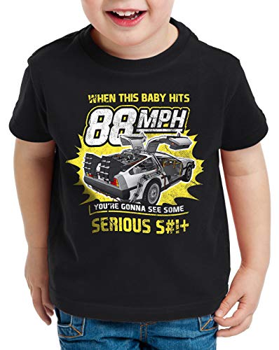 style3 88mph T-Shirt für Kinder DMC Zukunft Delorean zeitreise, Farbe:Schwarz, Größe:116 von style3