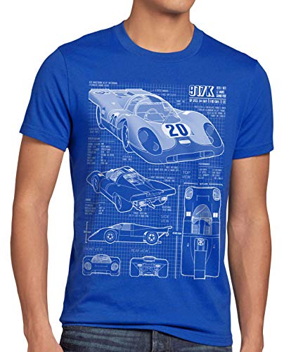 style3 917K Blaupause Herren T-Shirt Prix Grand, Größe:L, Farbe:Blau von style3