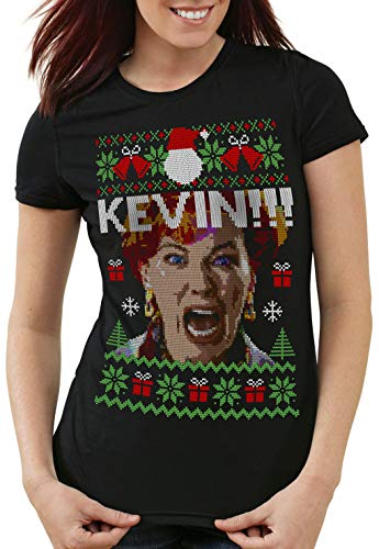 style3 Allein zu Haus Damen T-Shirt Kevin Xmas Weihnachten Weihnachtspullover Pulli Ugly Sweater Strick, Größe:M von style3