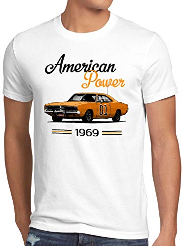 style3 American Power Herren T-Shirt Charger General lee Muscle car, Größe:L, Farbe:Weiß von style3