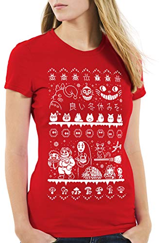 style3 Anime Christmas Sweater Damen T-Shirt t Anime Cosplay Mononoke Schloss Chihiro Film, Größe:M von style3