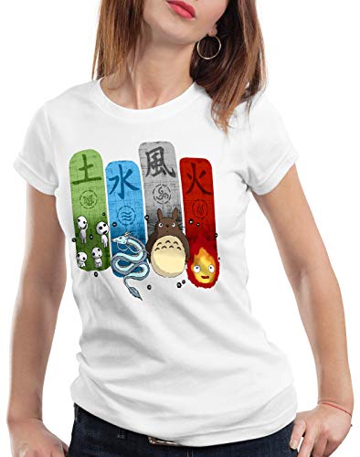 style3 Anime Cosplay Family Damen T-Shirt Anime Cosplay Mononoke Schloss Chihiro Film, Farbe:Weiß, Größe:XXL von style3