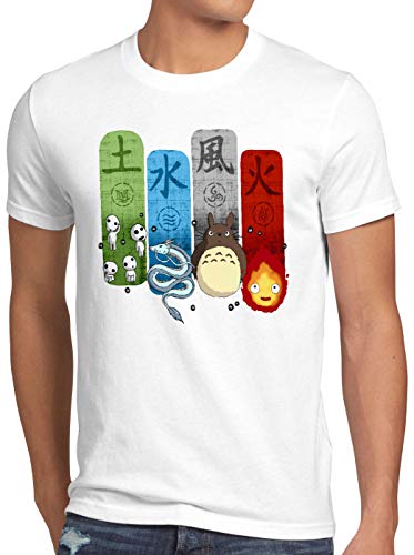 style3 Anime Cosplay Family Herren T-Shirt Anime Cosplay Mononoke Schloss Chihiro Film, Größe:5XL, Farbe:Weiß von style3