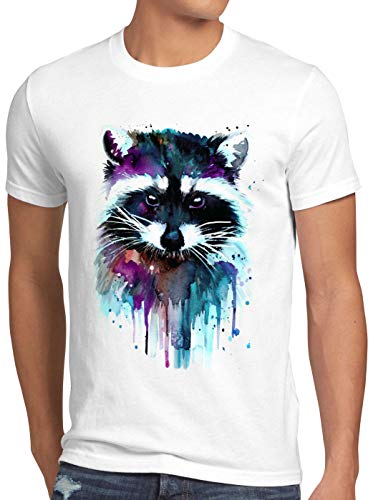 style3 Aquarell Waschbär Herren T-Shirt Raccoon Zoo, Größe:3XL von style3