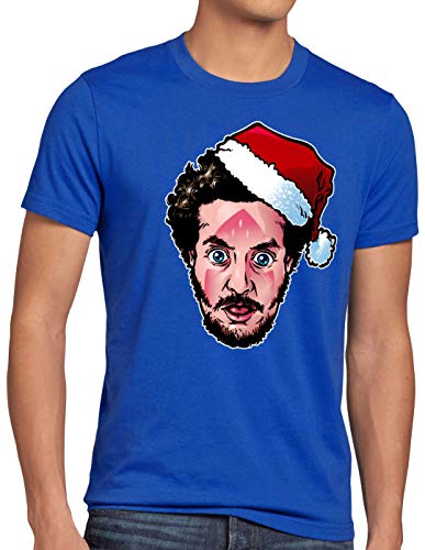 style3 Bandit Marv Herren T-Shirt Kevin bügeleisen allein Weihnachten, Größe:3XL, Farbe:Blau von style3