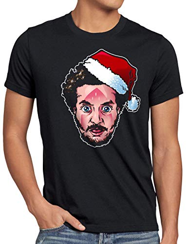 style3 Bandit Marv Herren T-Shirt Kevin bügeleisen allein Weihnachten, Größe:L, Farbe:Schwarz von style3