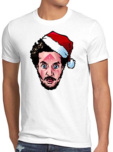 style3 Bandit Marv Herren T-Shirt Kevin bügeleisen allein Weihnachten, Größe:L, Farbe:Weiß von style3