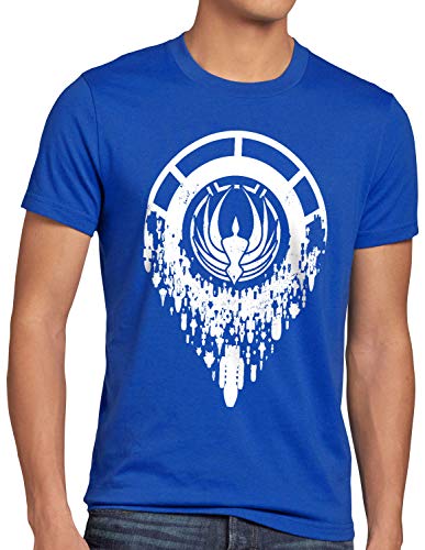 style3 Battlestar Übermacht Herren T-Shirt Galactica Raumschiff, Größe:XL, Farbe:Blau von style3