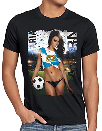 style3 Bayern Soccer Girl Herren T-Shirt Fußball Trikot München Oktoberfest Germany EM 2024 Europameisterschaft, Größe:M, Farbe:Schwarz von style3