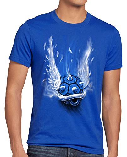 style3 Blauer Panzer T-Shirt Herren Kart Videospiel Konsole, Größe:XL, Farbe:Blau von style3