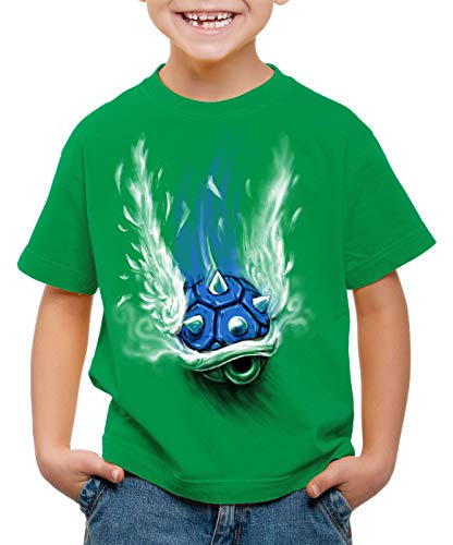 style3 Blauer Panzer T-Shirt für Kinder Kart Videospiel Konsole Mario, Farbe:Grün, Größe:128 von style3