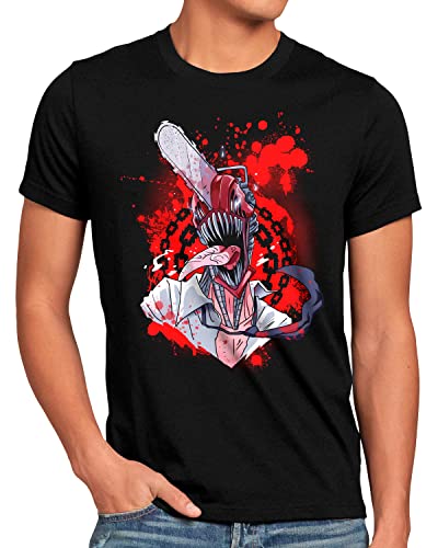 style3 Blood Heart Herren T-Shirt denji Man Anime Manga Cosplay Chainsaw Devil, Größe:5XL von style3