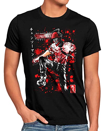 style3 Bloodbourne Man Herren T-Shirt denji Man Anime Manga Cosplay Chainsaw Devil, Größe:3XL von style3