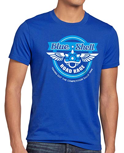 style3 Blue Shell Kart Herren T-Shirt Videospiel Konsole Mario, Größe:L, Farbe:Blau von style3