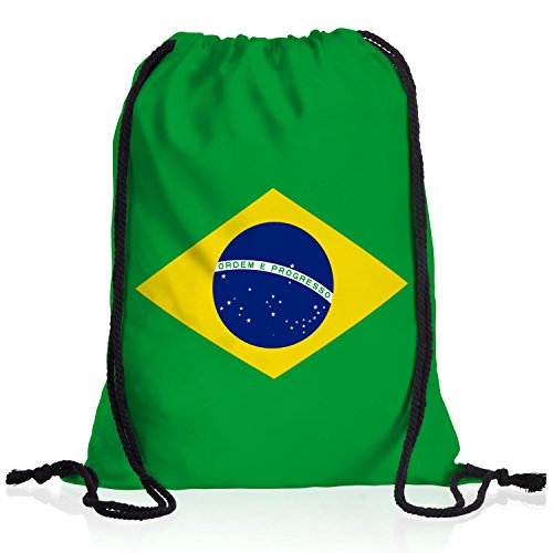 style3 Brasilien Turnbeutel Rucksack Tasche Brazil Flagge WM EM Sport Beutel Festival Fahne Uni Schule Bunt von style3