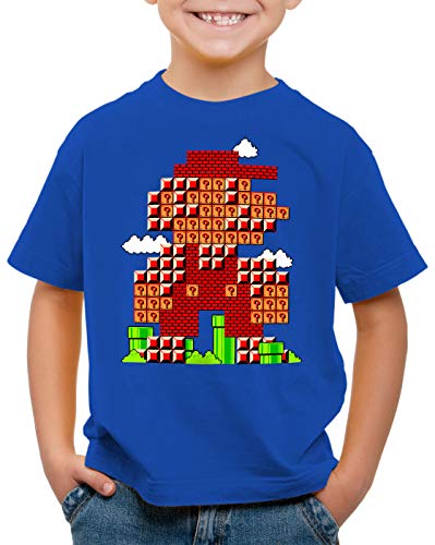 style3 Bros Level T-Shirt für Kinder klempner 8bit Japan Mario, Größe:128 von style3