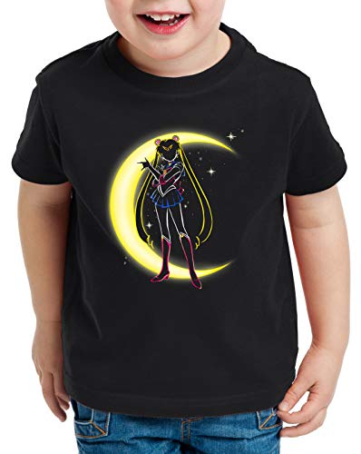 style3 Bunny Mondsichel T-Shirt für Kinder Sailor mondstein Luna Manga Moon Anime, Farbe:Schwarz, Größe:116 von style3