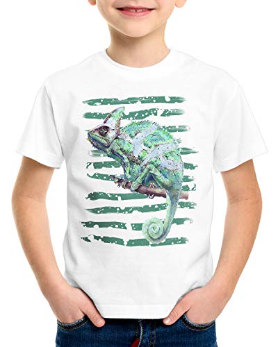 style3 Chamäleon T-Shirt für Kinder reptil echse Farbwechsel, Größe:128 von style3