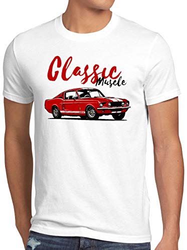 style3 Classic Muscle Car Herren T-Shirt Eleanor mus-Tang usa v8 gt500, Größe:XL, Farbe:Weiß von style3