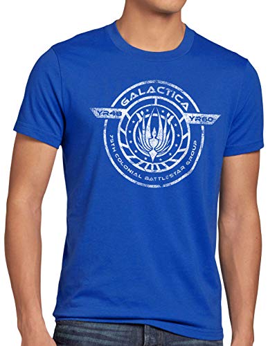 style3 Colonial Battlestar Group Herren T-Shirt Galactica Space, Größe:XXL, Farbe:Blau von style3