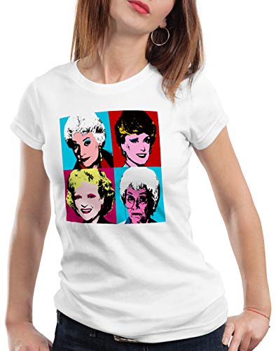 style3 Color Girls Damen T-Shirt golden Florida Sitcom Warhol, Farbe:Weiß, Größe:S von style3