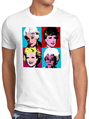 style3 Color Girls Herren T-Shirt golden Florida Sitcom Warhol, Größe:5XL, Farbe:Weiß von style3