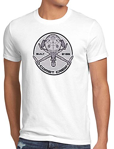 style3 Comet Crew Herren T-Shirt Future Anime Raumschiff Captain, Größe:L, Farbe:Weiß von style3