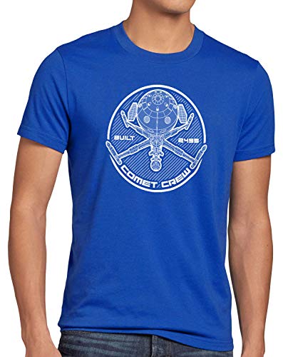 style3 Comet Crew Herren T-Shirt Future Anime Raumschiff Captain, Größe:XL, Farbe:Blau von style3