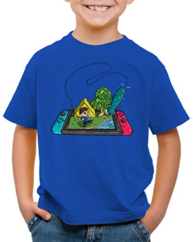 style3 Crossing Fisch T-Shirt für Kinder Switch Animal Videospiel Horizons, Farbe:Blau, Größe:152 von style3