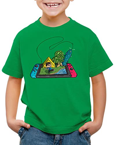 style3 Crossing Fisch T-Shirt für Kinder Switch Animal Videospiel Horizons, Farbe:Grün, Größe:140 von style3