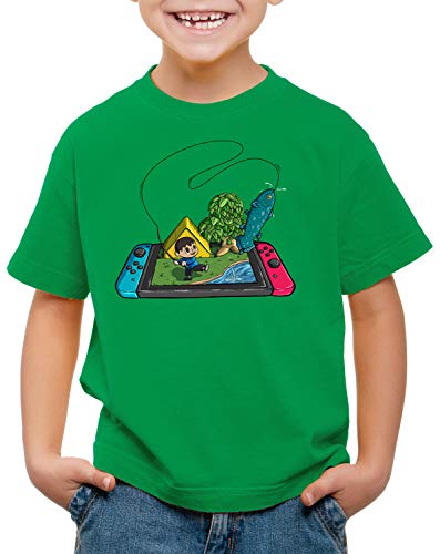 style3 Crossing Fisch T-Shirt für Kinder Switch Animal Videospiel Horizons, Farbe:Grün, Größe:152 von style3