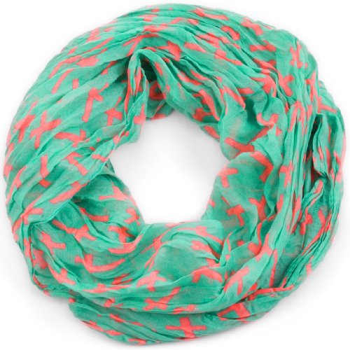 style3 Damen Schal Loop-Schal mit Kreuz-Muster in verschiedenen Farben One size, SCHAL Farbe:Mint von style3