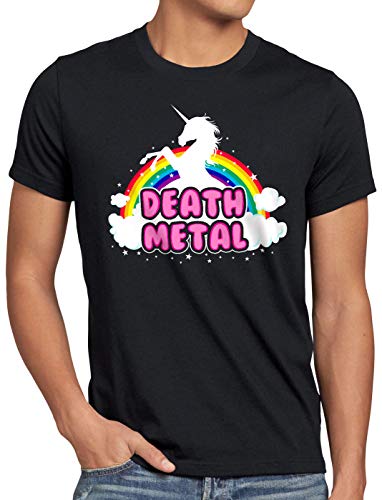 style3 Death Metal Einhorn Herren T-Shirt Heavy Musik Disko Regenbogen, Größe:XXL von style3