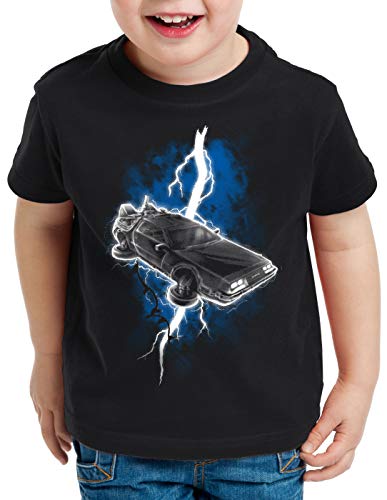 style3 Delorean Thunderstorm T-Shirt für Kinder dmc-12 Blitz gewitter zeitreise Marty mcfly, Größe:128 von style3
