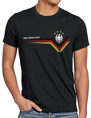 style3 Deutschland EM 2024 Herren T-Shirt Germany Fußball Europameisterschaft Trikot Mannschaft, Größe:L, Farbe:Schwarz von style3