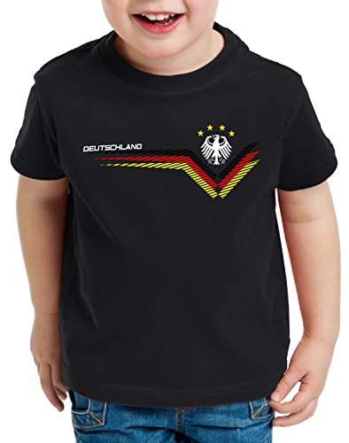 style3 Deutschland EM 2024 Kinder T-Shirt Fan Germany Fußball Europameisterschaft Mannschaft Trikot, Farbe:Schwarz, Größe:140 von style3