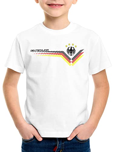 style3 Deutschland EM 2024 Kinder T-Shirt Fan Germany Fußball Europameisterschaft Mannschaft Trikot, Farbe:Weiß, Größe:128 von style3