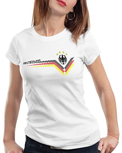 style3 Deutschland EM 2024 Damen T-Shirt Germany Fußball Europameisterschaft Fan Europa 24 Trikot, Farbe:Weiß, Größe:S von style3