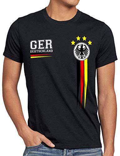 style3 Deutschland Herren T-Shirt EM 2024 Germany Fußball Europameisterschaft Trikot Spieler, Größe:4XL, Farbe:Schwarz von style3
