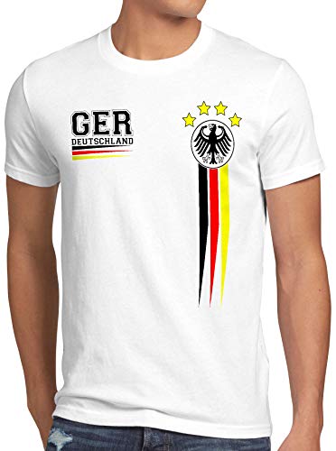 style3 Deutschland Herren T-Shirt EM 2024 Germany Fußball Europameisterschaft Trikot Spieler, Größe:XL, Farbe:Weiß von style3